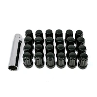 VALOR (6 LUG) 12 X 1.5 Wheel Nut Kit - BLACK - 24 Nuts / 4 Valve Stems / Socket Key